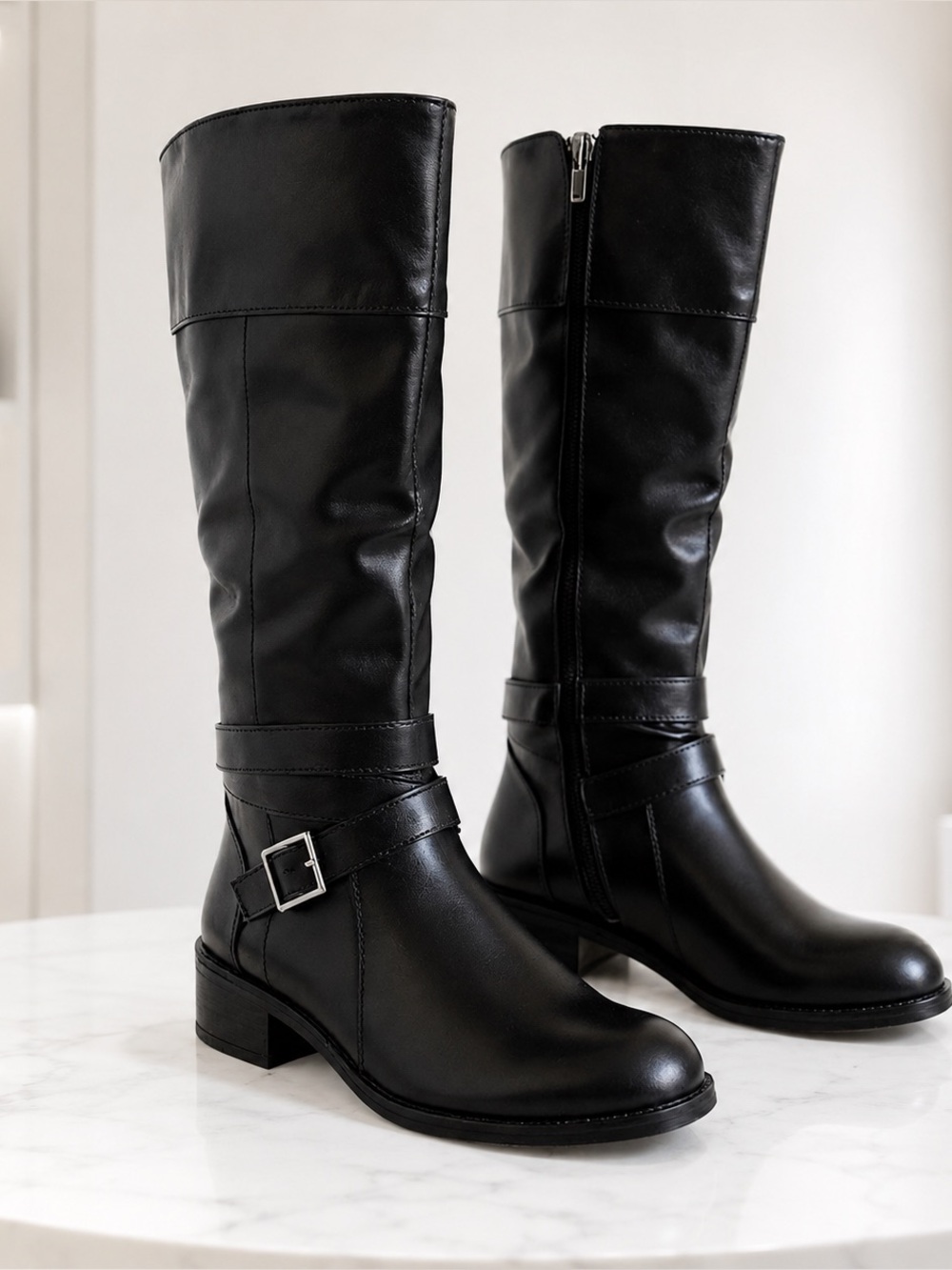 Arizona Jean Co Black Boots with Buckle Straps 8.5 NEW